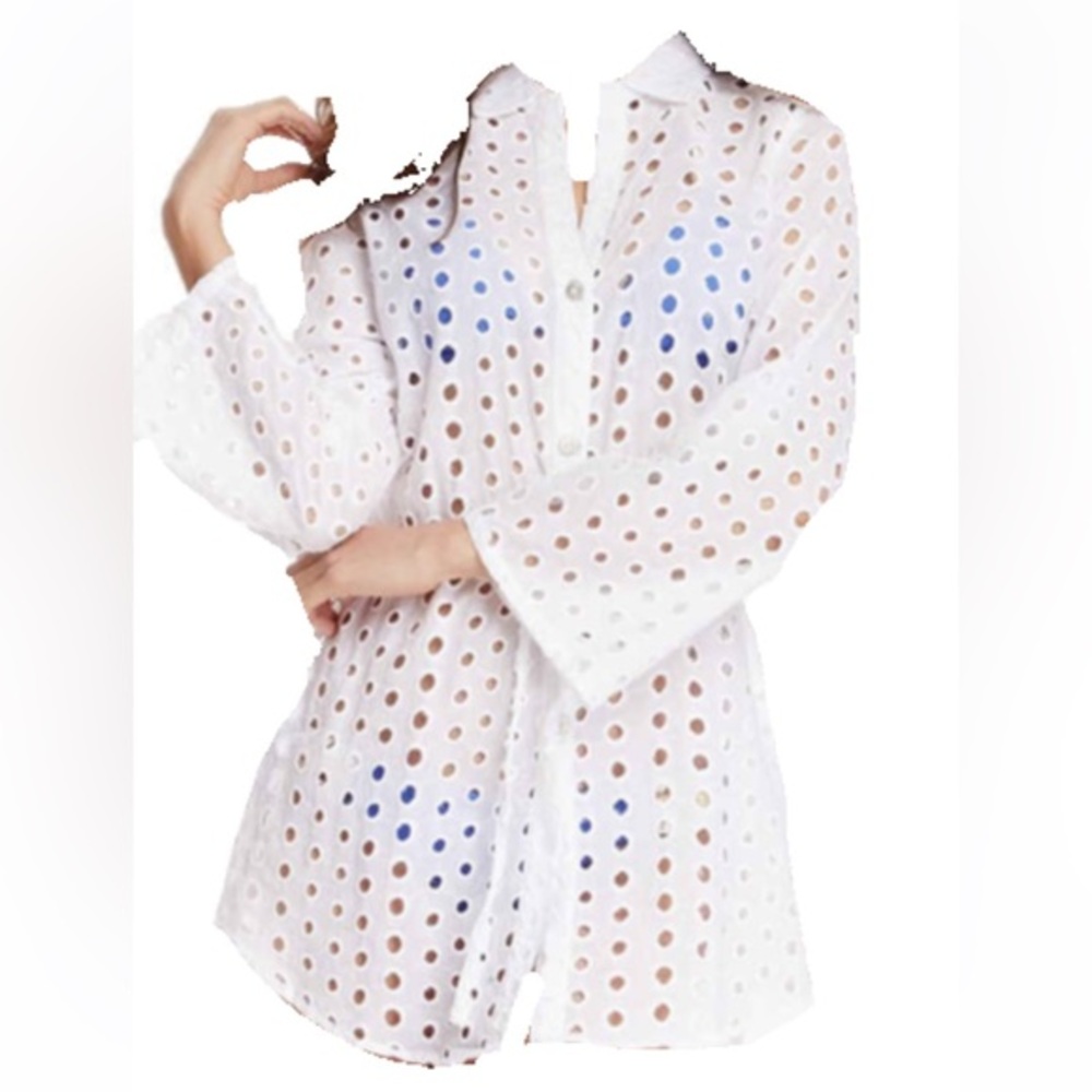 Beach Bunny NWOT White Eyelet Swim Coverup Tunic Dress Medium